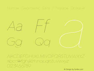 HurmeGeometricSans2 HairlineObl Version 1.001图片样张