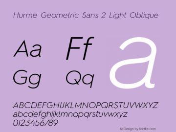 HurmeGeometricSans2 LightObl Version 1.001图片样张