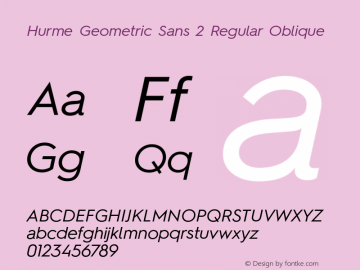 HurmeGeometricSans2 RegularObl Version 1.001图片样张