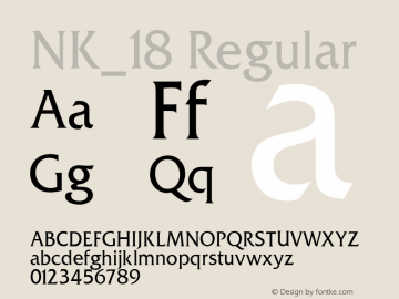 NK_18 Regular OTF 1.000;PS 001.000;Core 1.0.29 Font Sample