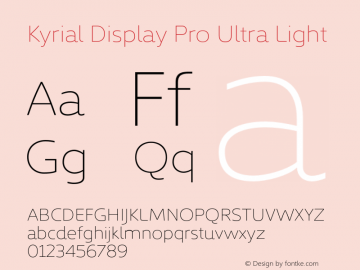 Kyrial Pro Display Ultra Light Version 1.000图片样张