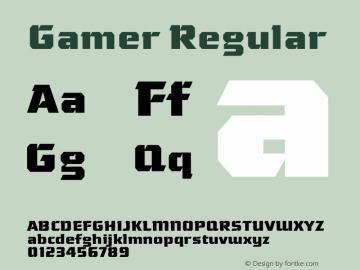 Gamer Regular Version 2.001;PS 002.000;hotconv 1.0.38 Font Sample