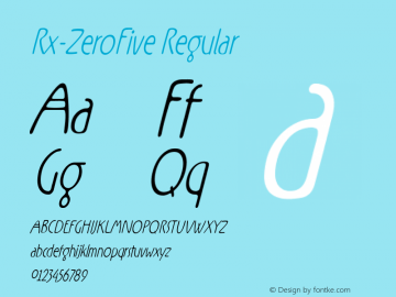 Rx-ZeroFive Regular Version 0.9; 2000 Font Sample