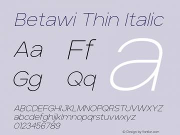 Betawi Thin Italic Version 1.00图片样张