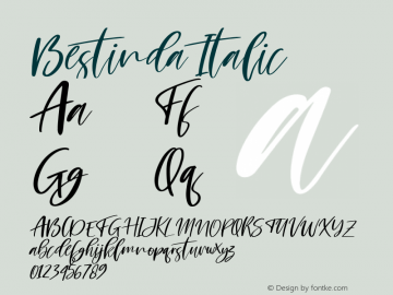 Bestinda Italic Version 1.00;July 13, 2021;FontCreator 13.0.0.2683 64-bit图片样张