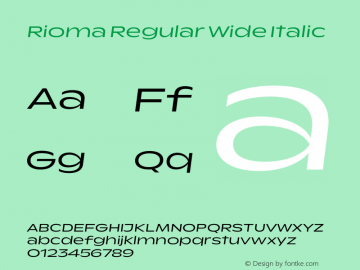 Rioma Regular Wide Italic Version 1.000图片样张