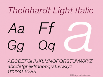 Theinhardt-LightItalic Version 4.002; build 0013图片样张