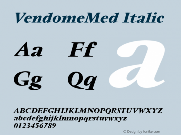 VendomeMed Italic Version 1.00图片样张