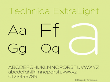 Technica-ExtraLight Version 1.000;hotconv 1.0.109;makeotfexe 2.5.65596图片样张