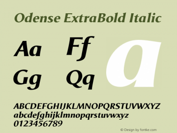 OdenseExtraBold-Italic Version 1.00图片样张