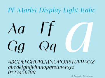 PF Marlet Display Light Italic Version 1.000图片样张