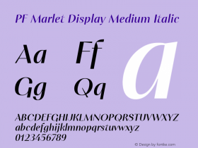 PF Marlet Display Medium Italic Version 1.000图片样张