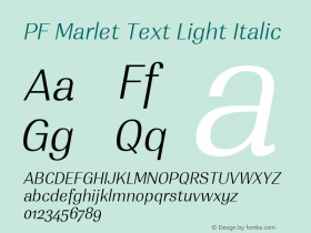 PF Marlet Text Light Italic Version 1.000图片样张