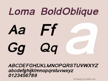 Loma BoldOblique Version 0.9.14: 2008-05-16 Font Sample