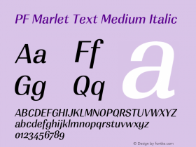 PFMarletText-MediumItalic Version 1.000图片样张