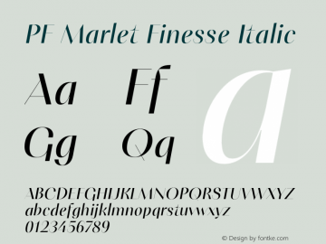 PFMarletFinesse-Italic Version 1.000图片样张