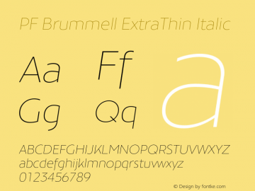 PFBrummell-ExtraThinItalic Version 1.000图片样张