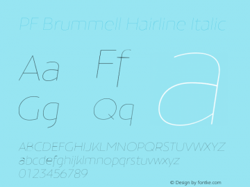 PFBrummell-HairlineItalic Version 1.000图片样张