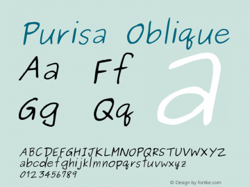 Purisa Oblique Version 002.015: 2012-11-29 Font Sample