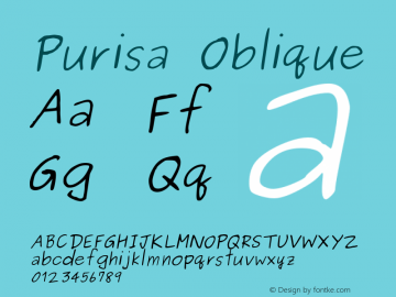 Purisa Oblique Version 003.000: 2014-03-17 Font Sample