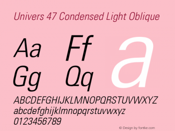 Univers 47 Condensed Light Oblique 001.002图片样张