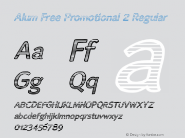 Alum Free Promotional 2 Regular 1.0 Font Sample