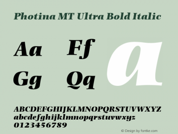Photina MT Ultra Bold Italic 001.003图片样张