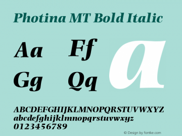 Photina MT Bold Italic 001.003图片样张
