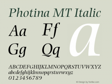 Photina MT Italic 001.003图片样张
