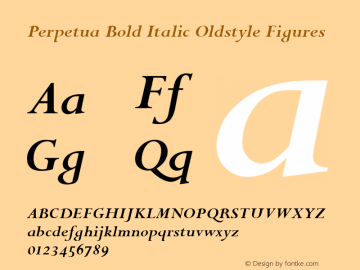 Perpetua Bold Italic Oldstyle Figures 001.000图片样张