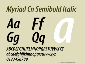 Myriad Cn Semibold Italic 001.000图片样张