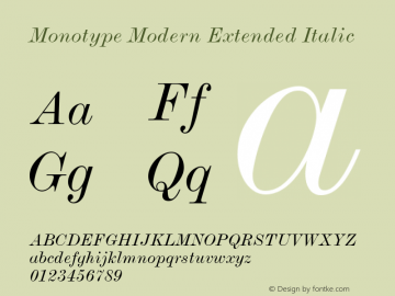 Monotype Modern Extended Italic 001.000图片样张