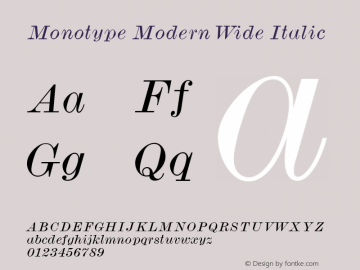 Monotype Modern Wide Italic 001.000图片样张