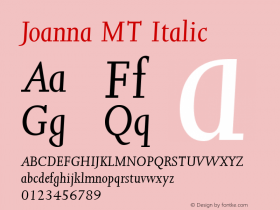 Joanna MT Italic 001.001图片样张