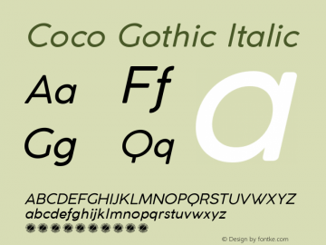 Coco Gothic Italic Version 2.001 Font Sample