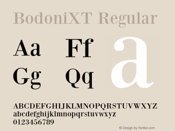 BodoniXT Regular 1.0 2003-06-19 Font Sample
