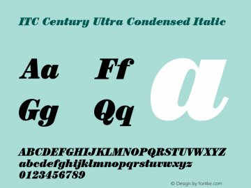 ITC Century Ultra Condensed Italic 001.000图片样张