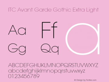 ITC Avant Garde Gothic Extra Light 001.000图片样张