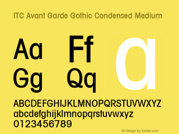 ITC Avant Garde Gothic Condensed Medium 001.001图片样张