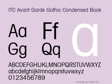 ITC Avant Garde Gothic Condensed Book 001.001图片样张