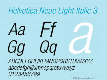 Helvetica Neue Light Italic 3 001.000图片样张