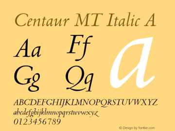 Centaur MT Italic A 001.001图片样张