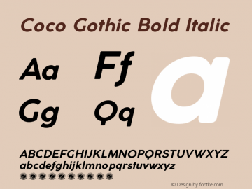 Coco Gothic Bold Italic Version 2.001 Font Sample