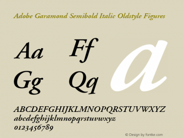 Adobe Garamond Semibold Italic Oldstyle Figures 001.002图片样张