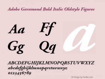 Adobe Garamond Bold Italic Oldstyle Figures 001.002图片样张