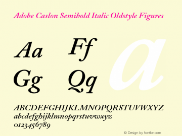 Adobe Caslon Semibold Italic Oldstyle Figures 001.002图片样张