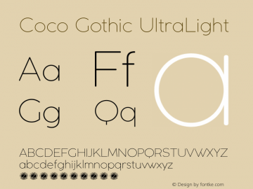 Coco Gothic UltraLight Version 2.001 Font Sample