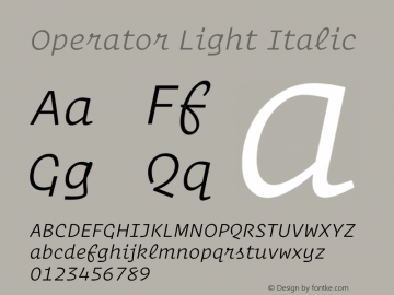 Operator Light Italic Version 1.200 Pro | web-ttf图片样张