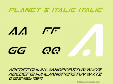 Planet S Italic Italic 2 Font Sample