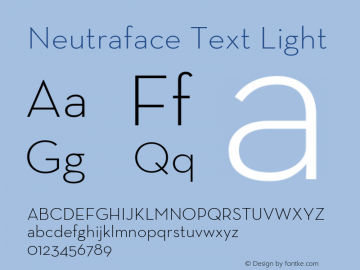 NeutrafaceText-Light Version 003.002 2006; ttfautohint (v0.9)图片样张